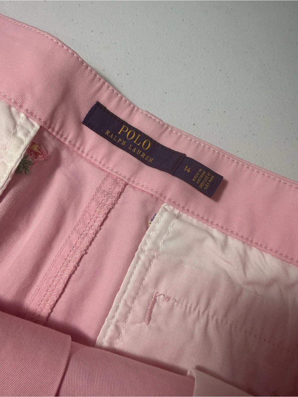 Polo Ralph Lauren Women’s Pink Embroidered Chino Shorts Size 14 Tropical Preppy - Picture 5 of 6